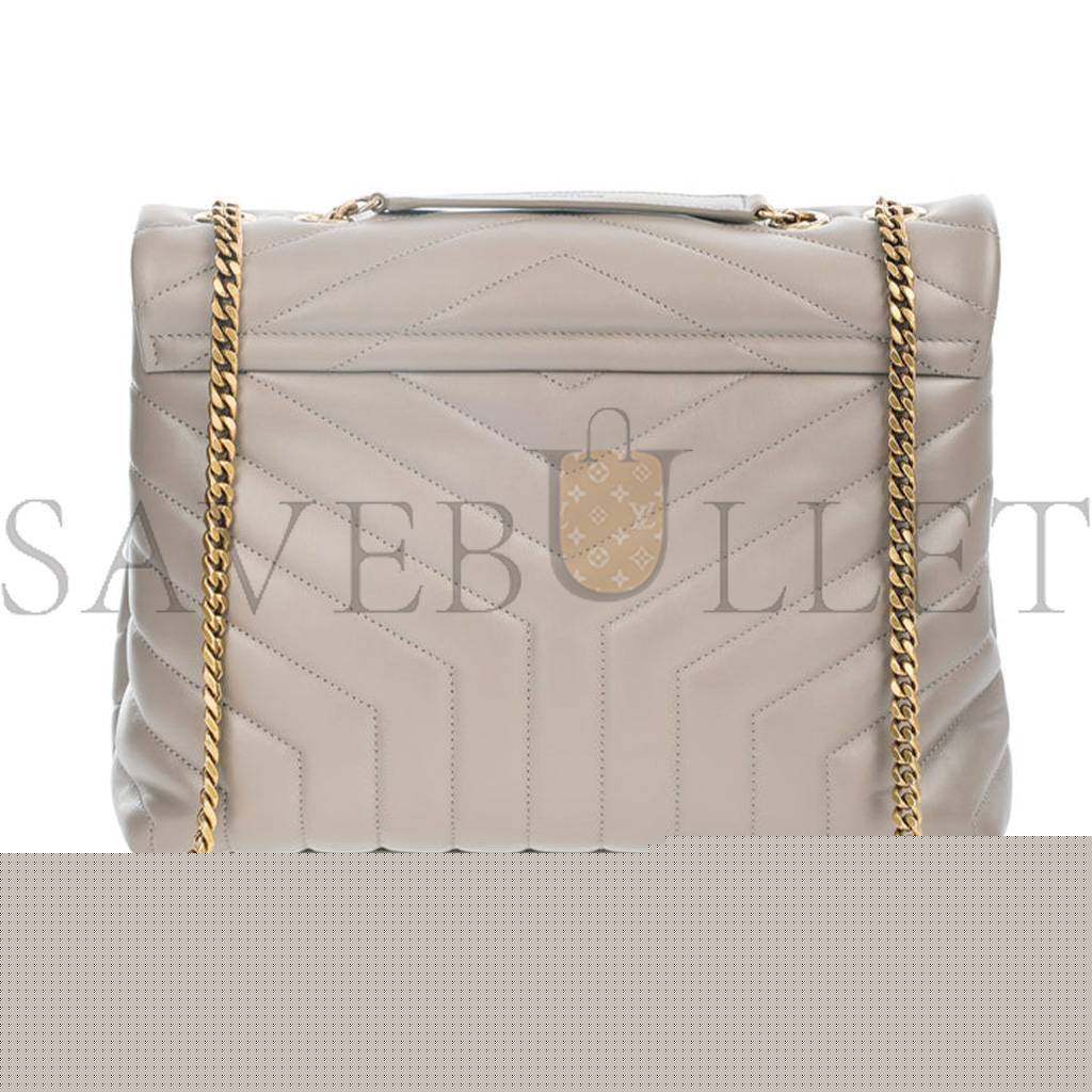 YSL SAINT LAURENT LOULOU GREYISH BROWN MEDIUM SHOULDER BAG IN QUILTED LEATHER 392288 (32*22*12cm)
